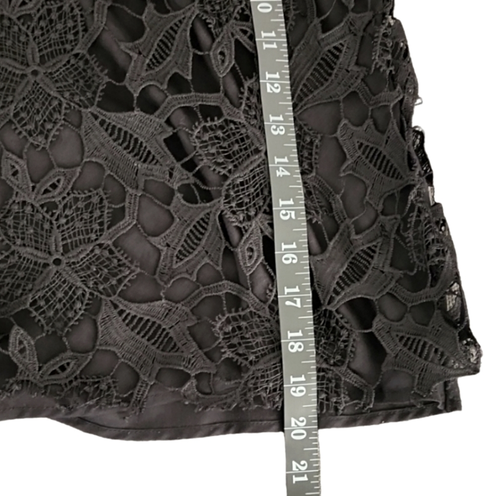 ZARA Black Crochet Lace Crop Top M Sheer Gothic Boho Punk Festival 3/4 Sleeve - Picture 12 of 15
